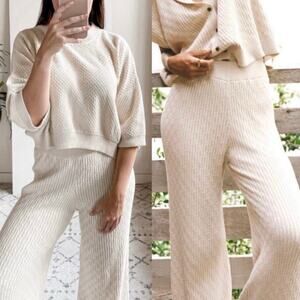 I Love Mr. Mittens Sweater Pant Matching Set Cream